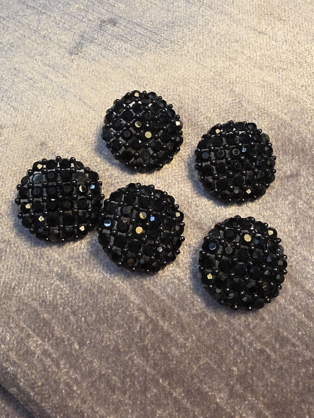 St. John Authentic Black Faceted Beaded Buttons 1" Set of 5